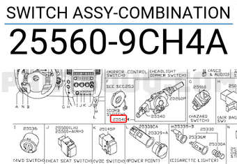 Nissan 255609CH4A SWITCH ASSY-COMBINATION