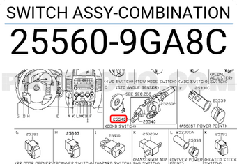Nissan 255609GA8C SWITCH ASSY-COMBINATION