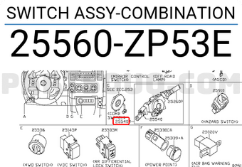 Nissan 25560ZP53E SWITCH ASSY-COMBINATION