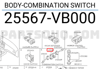 Nissan 25567VB000 BODY-COMBINATION SWITCH