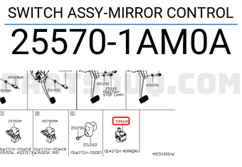 Nissan 255701AM0A SWITCH ASSY-MIRROR CONTROL