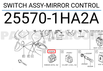 Nissan 255701HA2A SWITCH ASSY-MIRROR CONTROL