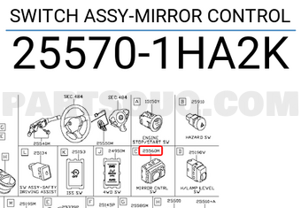 Nissan 255701HA2K SWITCH ASSY-MIRROR CONTROL