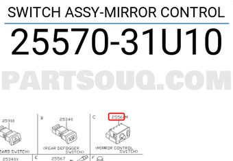 Nissan 2557031U10 SWITCH ASSY-MIRROR CONTROL