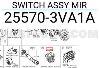 Nissan 255703VA1A SWITCH ASSY MIR