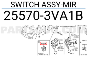 Nissan 255703VA1B SWITCH ASSY-MIR