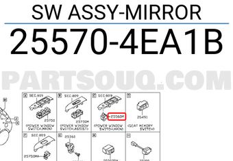 Nissan 255704EA1B SW ASSY-MIRROR