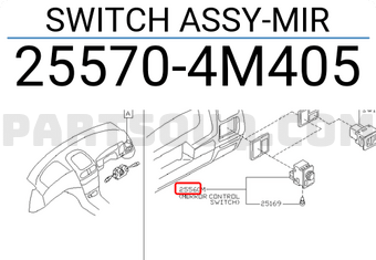 Nissan 255704M405 SWITCH ASSY-MIR