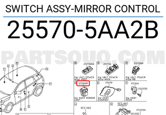 Nissan 255705AA2B SWITCH ASSY-MIRROR CONTROL