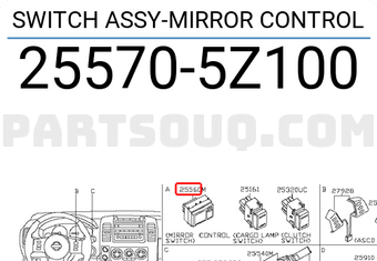 Nissan 255705Z100 SWITCH ASSY-MIRROR CONTROL