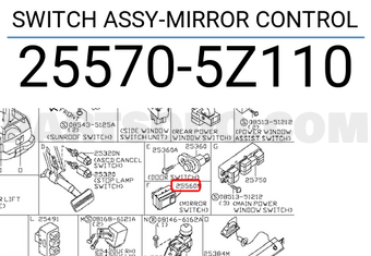 Nissan 255705Z110 SWITCH ASSY-MIRROR CONTROL