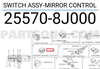 Nissan 255708J000 SWITCH ASSY-MIRROR CONTROL
