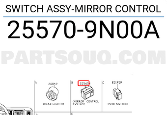Nissan 255709N00A SWITCH ASSY-MIRROR CONTROL