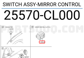 Nissan 25570CL000 SWITCH ASSY-MIRROR CONTROL