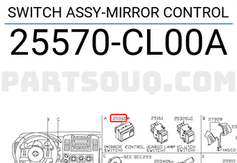 Nissan 25570CL00A SWITCH ASSY-MIRROR CONTROL