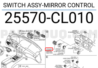 Nissan 25570CL010 SWITCH ASSY-MIRROR CONTROL