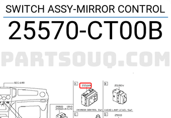 Nissan 25570CT00B SWITCH ASSY-MIRROR CONTROL