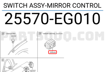 Nissan 25570EG010 SWITCH ASSY-MIRROR CONTROL