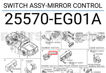 Nissan 25570EG01A SWITCH ASSY-MIRROR CONTROL