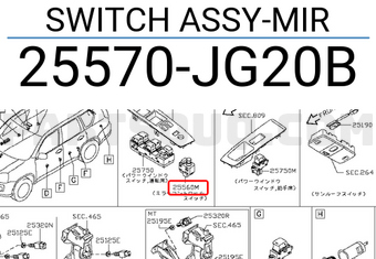 Nissan 25570JG20B SWITCH ASSY-MIR