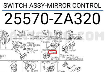 Nissan 25570ZA320 SWITCH ASSY-MIRROR CONTROL