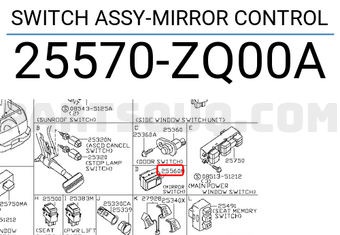 Nissan 25570ZQ00A SWITCH ASSY-MIRROR CONTROL