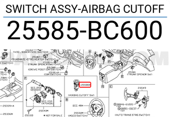Nissan 25585BC600 SWITCH ASSY-AIRBAG CUTOFF