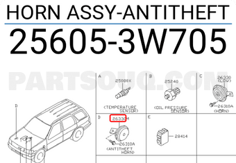 Nissan 256053W705 HORN ASSY-ANTITHEFT