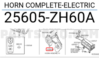 Nissan 25605ZH60A HORN COMPLETE-ELECTRIC