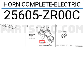 Nissan 25605ZR00C HORN COMPLETE-ELECTRIC