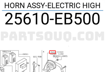 Nissan 25610EB500 HORN ASSY-ELECTRIC HIGH