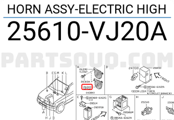 Nissan 25610VJ20A HORN ASSY-ELECTRIC HIGH