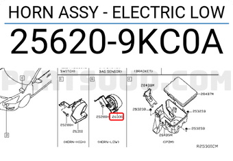 Nissan 256209KC0A HORN ASSY - ELECTRIC LOW