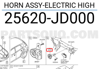 Nissan 25620JD000 HORN ASSY-ELECTRIC HIGH