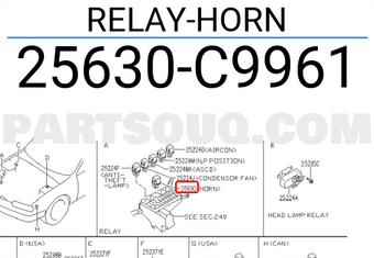 Nissan 25630C9961 RELAY-HORN