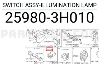 Nissan 259803H010 SWITCH ASSY-ILLUMINATION LAMP
