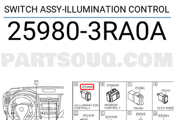Nissan 259803RA0A SWITCH ASSY-ILLUMINATION CONTROL