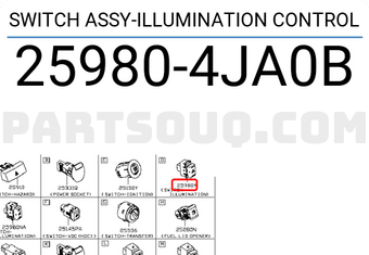 Nissan 259804JA0B SWITCH ASSY-ILLUMINATION CONTROL
