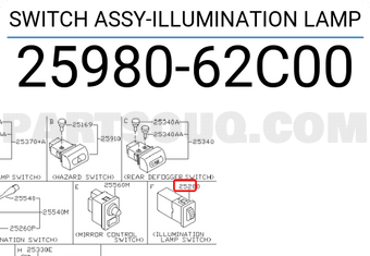 Nissan 2598062C00 SWITCH ASSY-ILLUMINATION LAMP