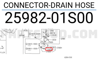 Nissan 2598201S00 CONNECTOR-DRAIN HOSE