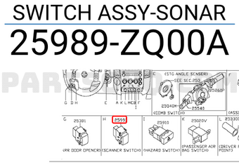Nissan 25989ZQ00A SWITCH ASSY-SONAR