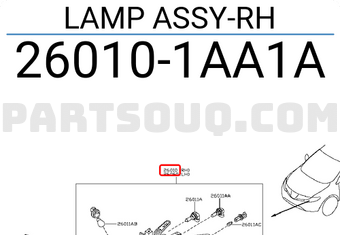 Nissan 260101AA1A LAMP ASSY-RH