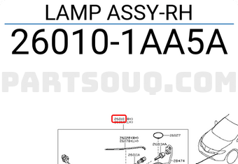 Nissan 260101AA5A LAMP ASSY-RH