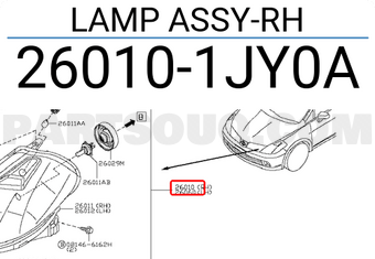 Nissan 260101JY0A LAMP ASSY-RH