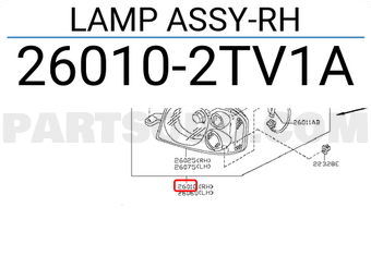 Nissan 260102TV1A LAMP ASSY-RH