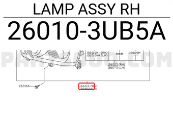 Nissan 260103UB5A LAMP ASSY RH