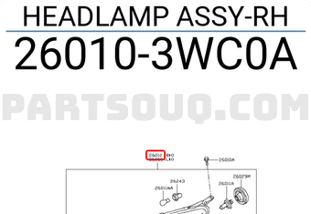 Nissan 260103WC0A HEADLAMP ASSY-RH