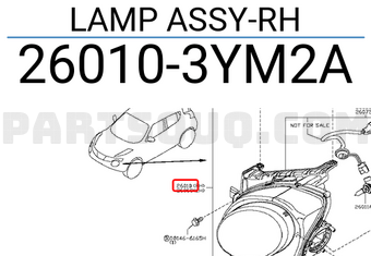 Nissan 260103YM2A LAMP ASSY-RH