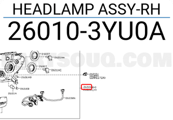 Nissan 260103YU0A HEADLAMP ASSY-RH