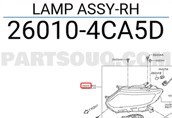 Nissan 260104CA5D LAMP ASSY-RH